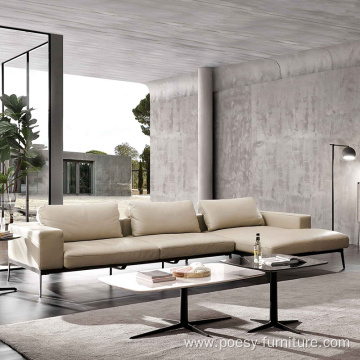 Italian top layer leather modern corner sofa
